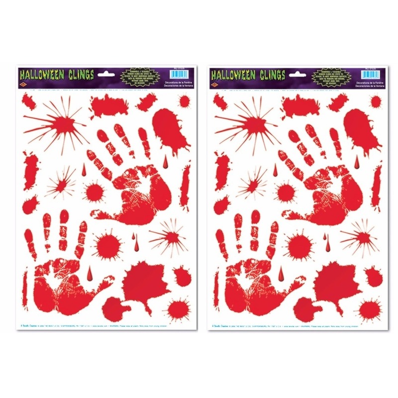 2x Raam Halloween stickers handprint