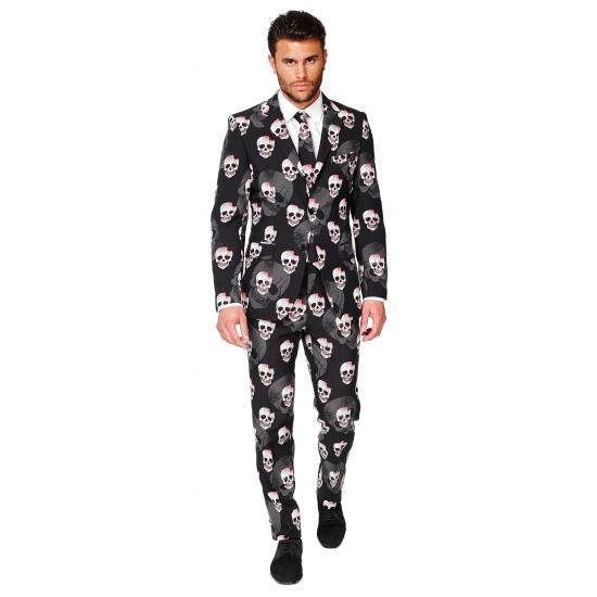 Business suit met doodshoofden print