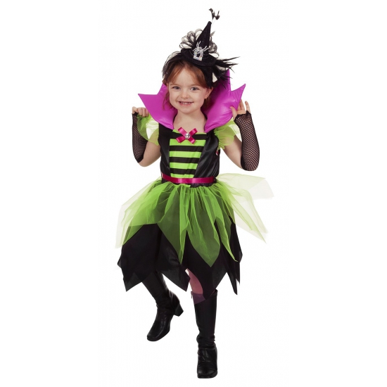 Carnaval heksen jurkje groen/zwart voor meisjes