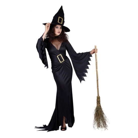 Dames kostuum zwarte heks