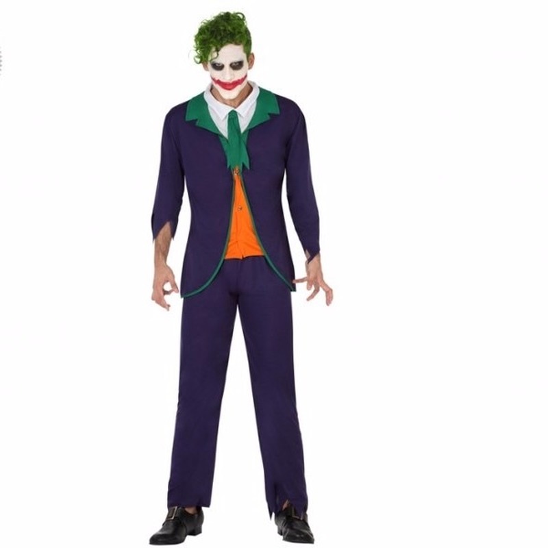 Enge clownspak Joker voor mannen