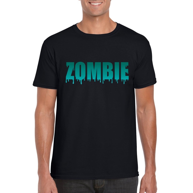 Halloween zombie tekst t-shirt zwart heren