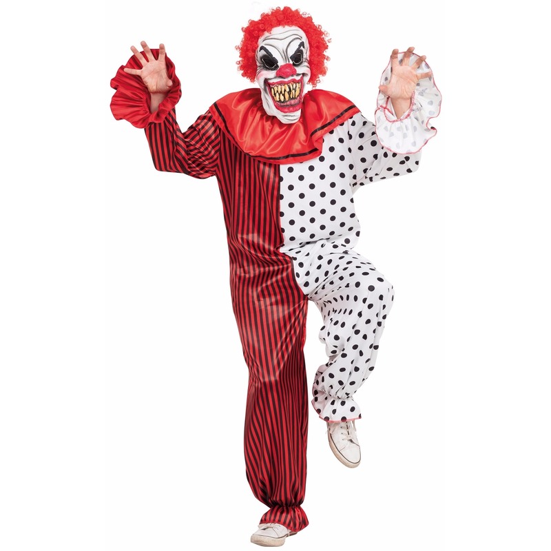 Horror clown kostuum met masker rood/wit