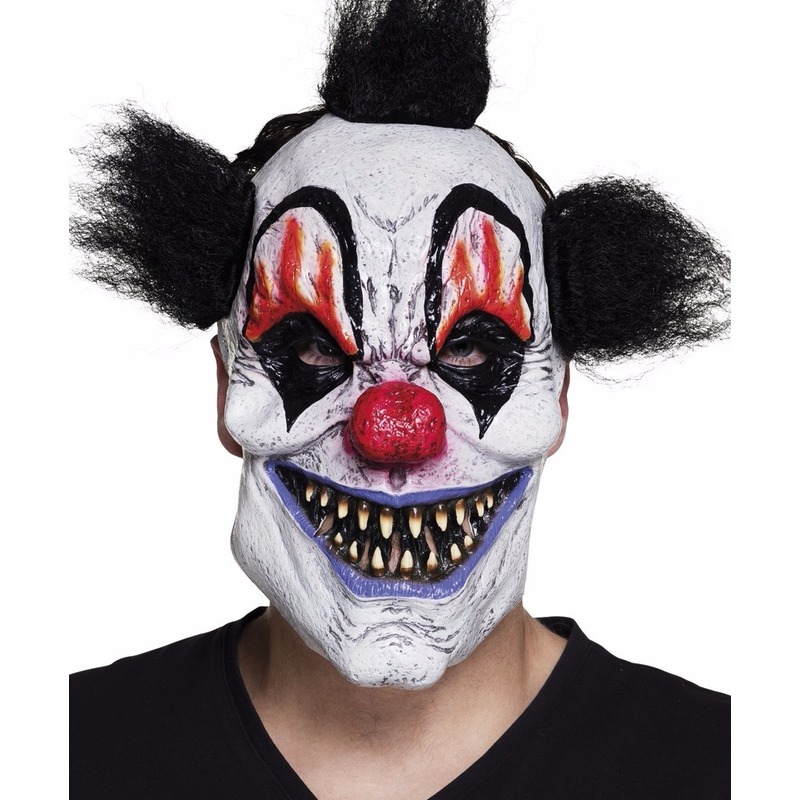 Horror clownsmasker met zwart haar