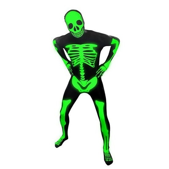 Skelet morphsuit glow in the dark