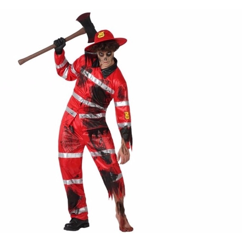 Verkleed outfit griezel brandweer voor volwassenen