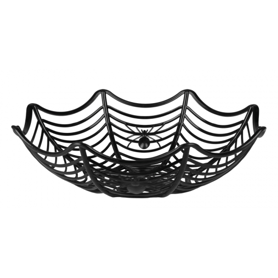 Zwarte spinnenweb snoep schaal 27 cm
