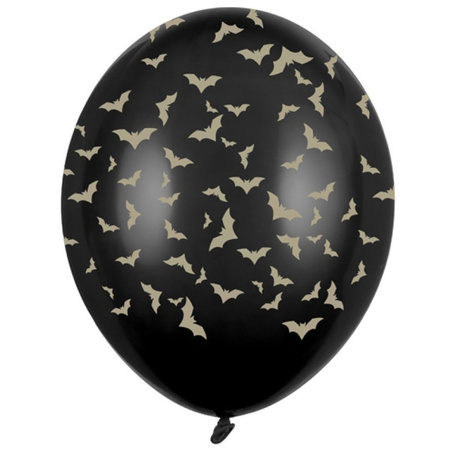 12x Black/gold Halloween balloons 30 cm with bats print