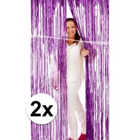 2x Purple door curtain metallic