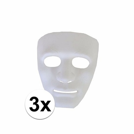 3 plastic ghost face masks