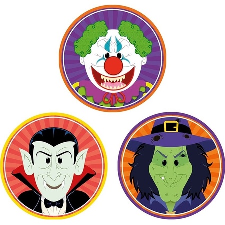 30x Halloween onderzetters vampier/heks/horror clown