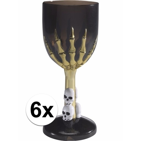 6x Halloween wijnglas in het zwart