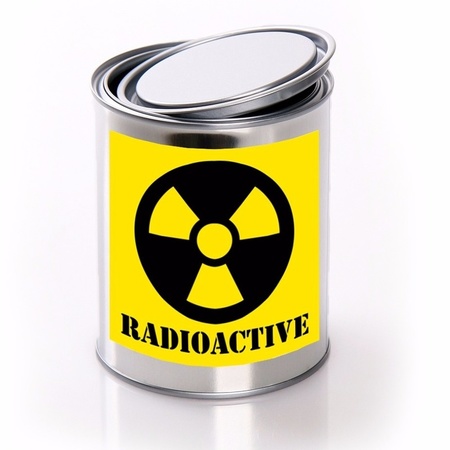 radioactive/ radioactief etiket met met lege blik