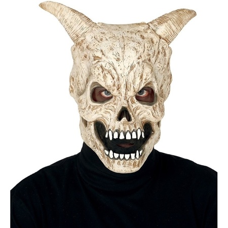 Scary horror devil skull with horns mask of latex