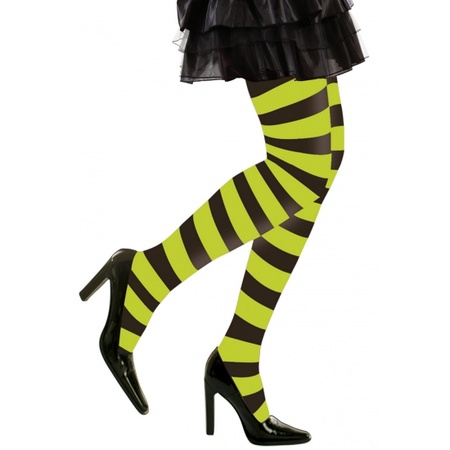 Striped tights neon green and black