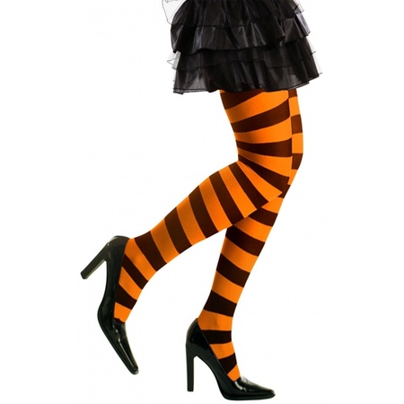 Striped tights neon orange and black
