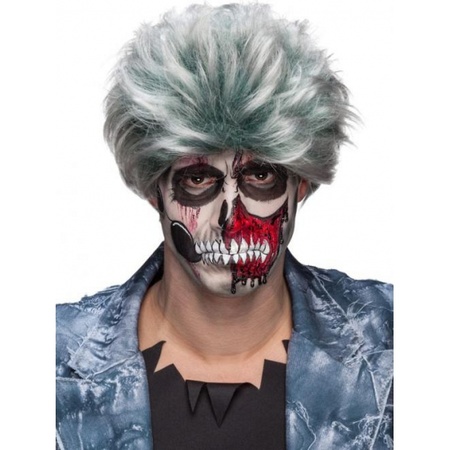 Grey zombie theme carnaval/halloween wig for men