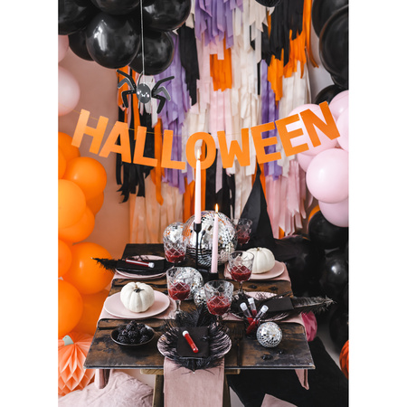 Halloween feestslinger/spandoek - 2,5 meter - oranje - van papier - incl. ballonnen