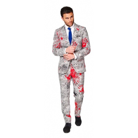 Feest bloedhanden print tuxedo/business suit 48 (M) voor heren met gratis zonnebril