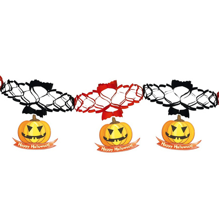 Halloween/horror thema feestslinger - pompoen - papier - 200 cm - feest versiering