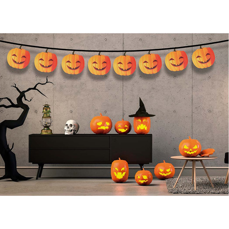 Halloween/horror thema feestslinger - pompoen - papier - 300 cm - feest versiering