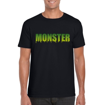 Halloween monster text t-shirt black for men