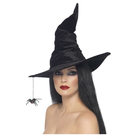 Black twisty witch hat and spider