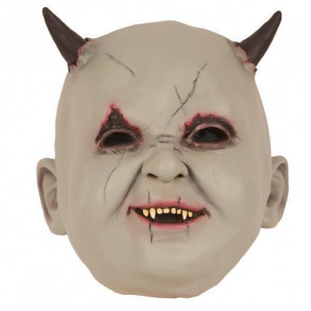 Scary latex mask baby devil