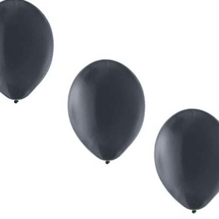 50x Helium ballonnen zwart/wit 27 cm + helium tank/cilinder