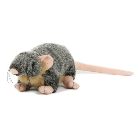 Pluche knuffel rat - 18 cm - grijs - speelgoed