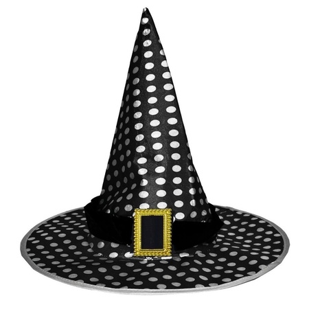 Black witchhat with dots for adults
