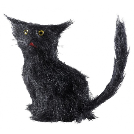 Black horror decoration cat 12 cm
