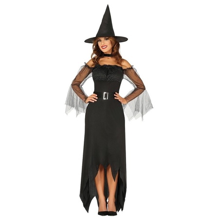 Black witch dress with hat for women